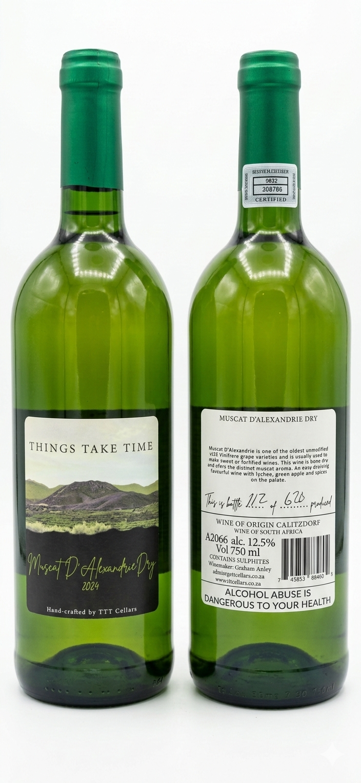 A dry white wine made from the same grape used for the popular Hanepoot dessert wine. Classic Muscat aromatics , with a fresh green apple palate. Easy drinking, unusual dry white wne.